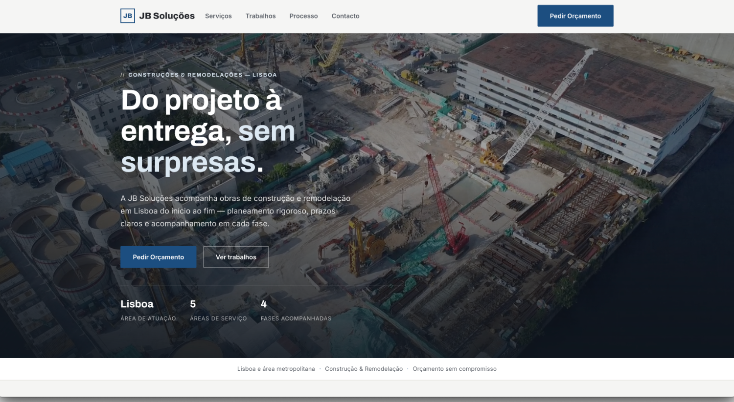 Website JB Soluções — construções e remodelações